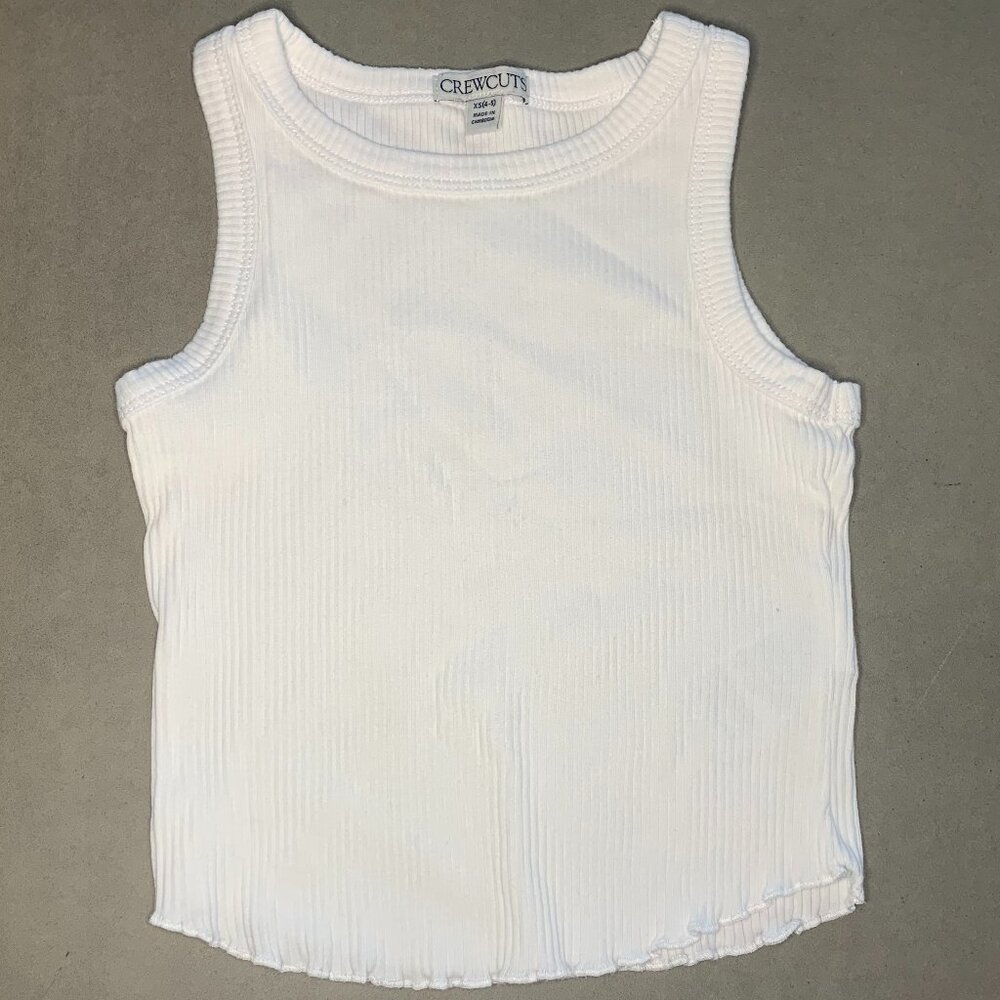 Crewcuts White Ribbed Tank Top | XS (4–5) | Classic Basic